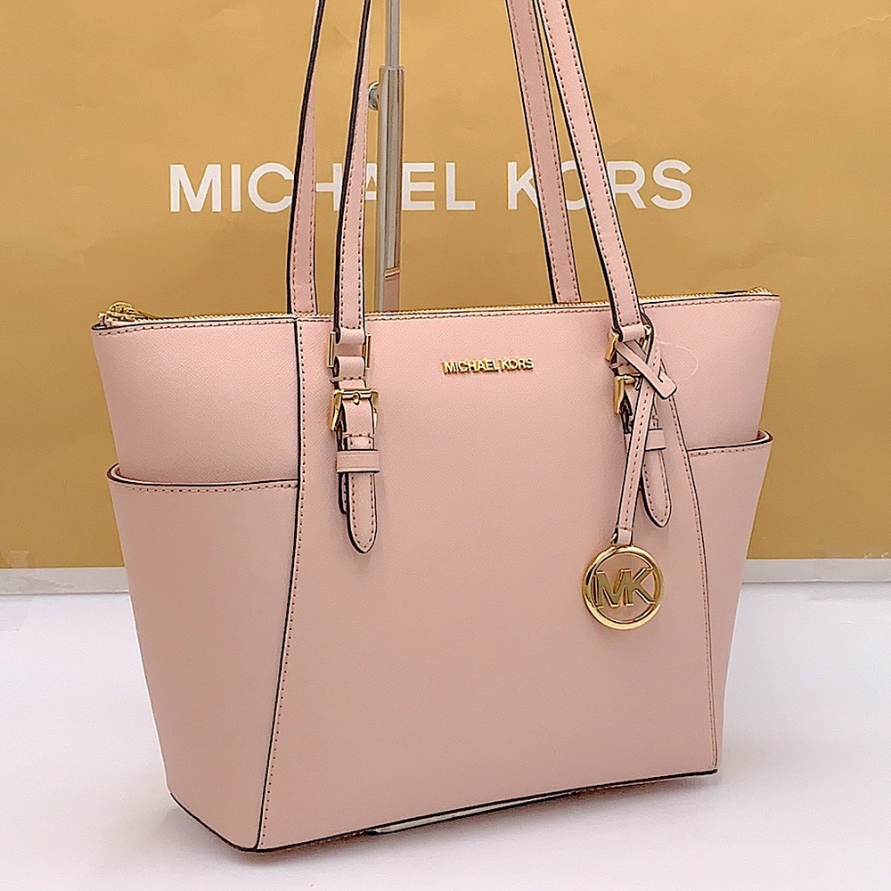 MICHAEL KORS CHARLOTTE LARGE TOP ZIP POWDER BLUSH - Picture 2 of 16